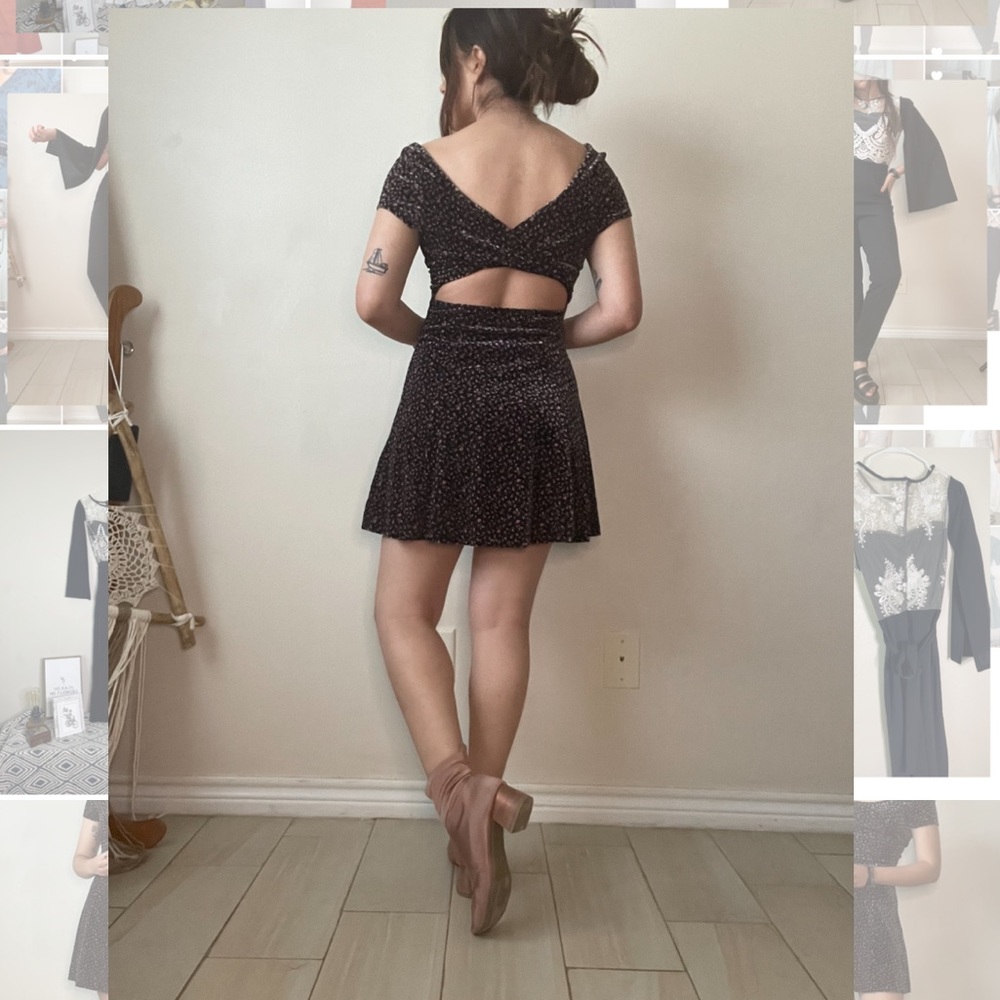 SOLD! Little Black Off-the-Shoulder Floral Dress